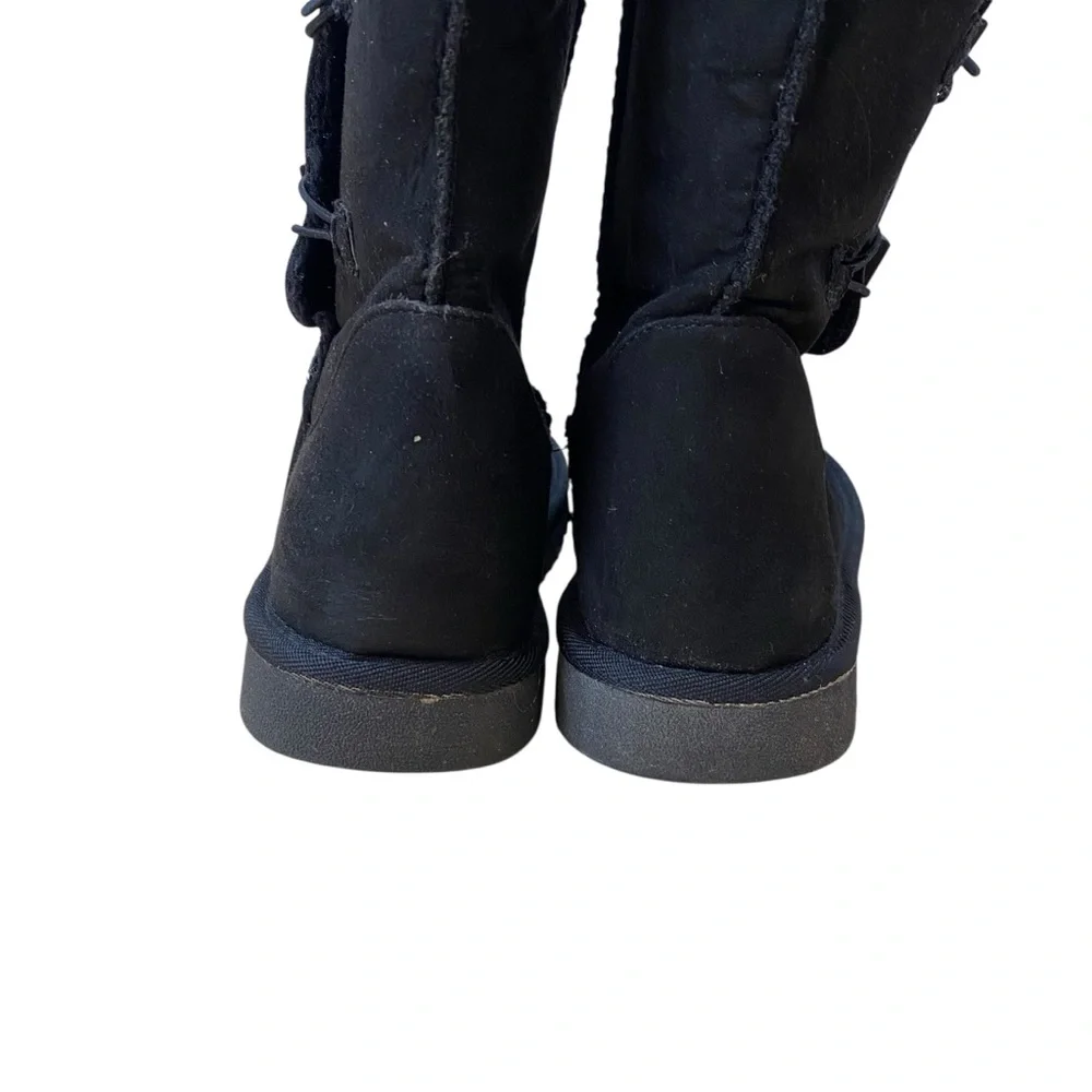 Hotcakes Casey women's size 8.5 Black Faux-Suede Mid-Calf Boots Toggle Accents